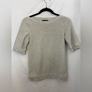 Ann Taylor Gray Fringe Trim Top